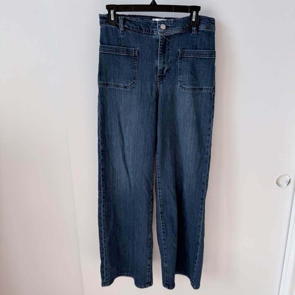 Frame Le Slim Palazzo Bardot Pocket Jeans in Thunderstorm - Picture 5 of 14